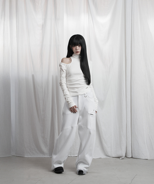 Panel Pocket Wide Training Pants (White)