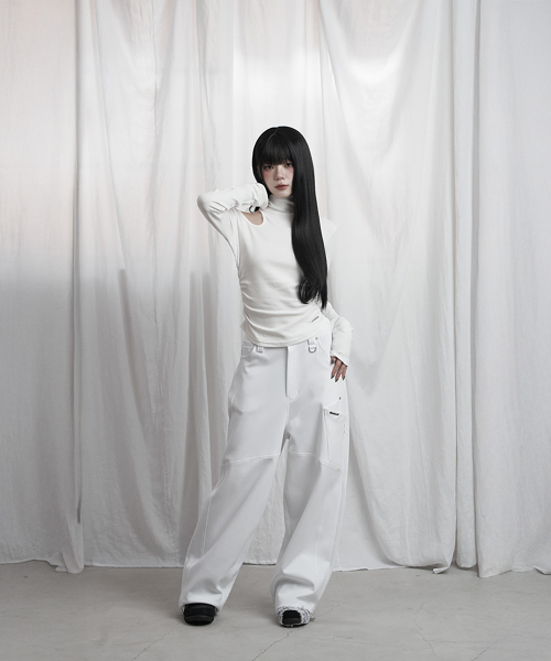 Panel Pocket Wide Training Pants (White)