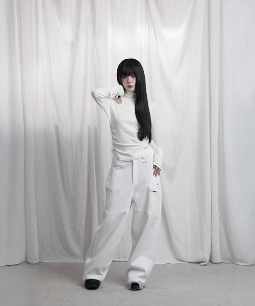 Panel Pocket Wide Training Pants (White)