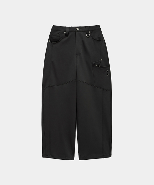 Panel Pocket Wide Training Pants (Black)