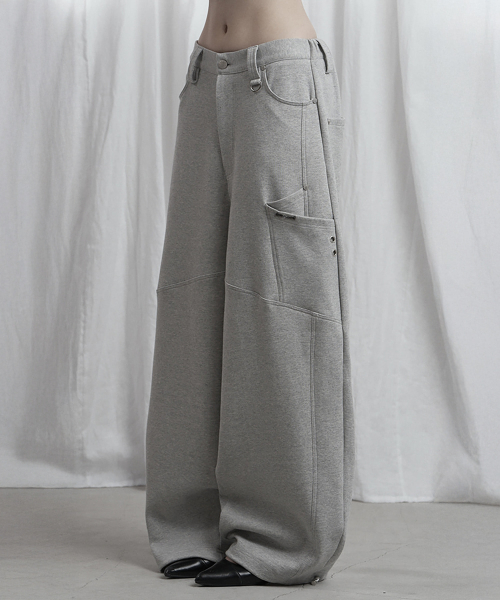 Panel Pocket Wide Training Pants (Melange Gray)