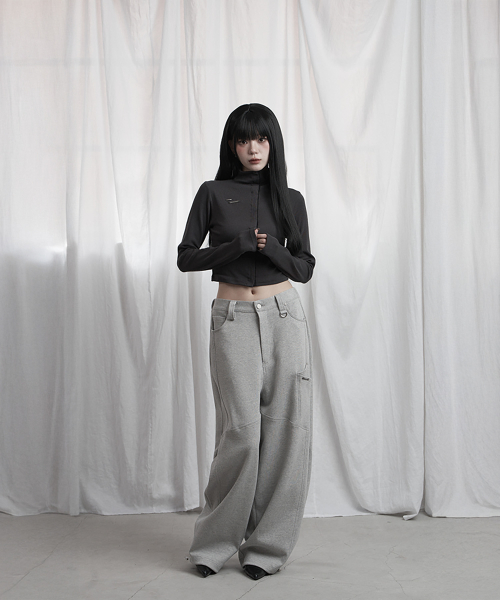 Panel Pocket Wide Training Pants (Melange Gray)