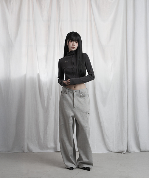 Panel Pocket Wide Training Pants (Melange Gray)