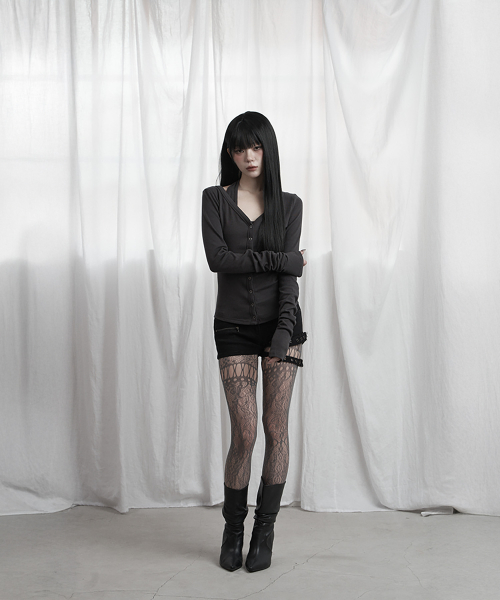 Halter Neck Slim Cardigan (Charcoal)