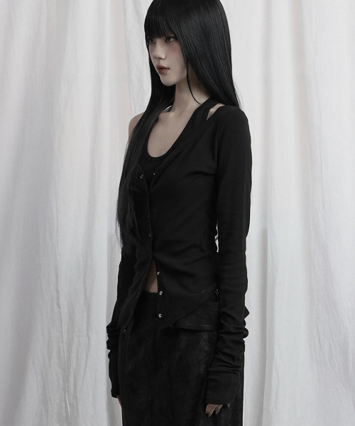 Halter Neck Slim Cardigan (Black)