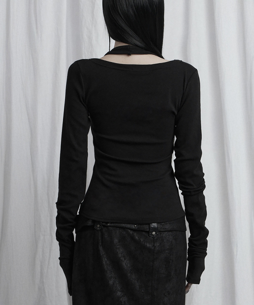 Halter Neck Slim Cardigan (Black)