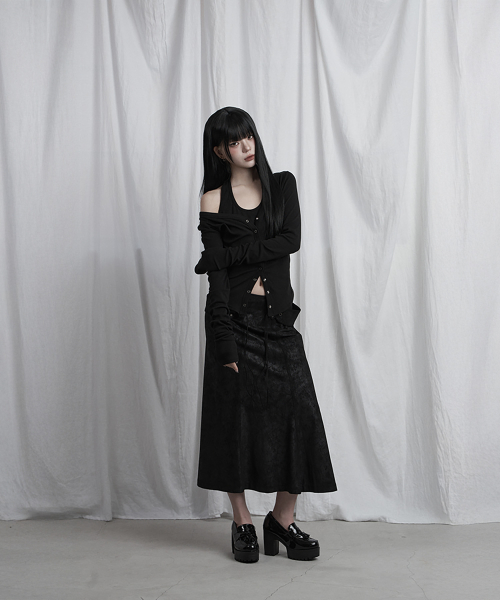 Halter Neck Slim Cardigan (Black)