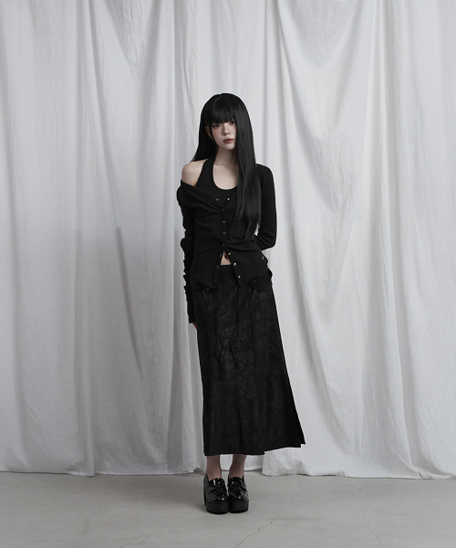 Halter Neck Slim Cardigan (Black)