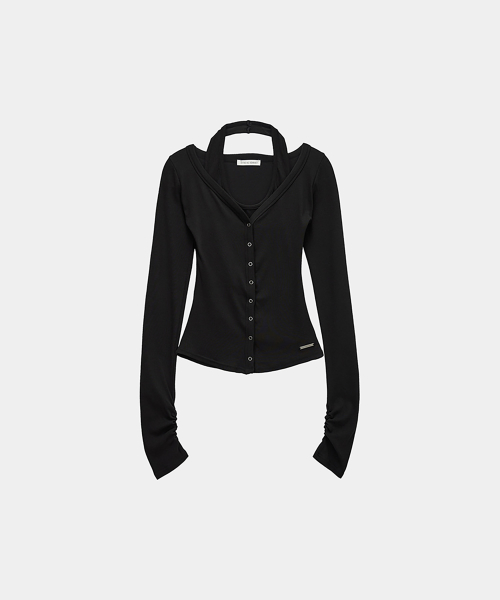 Halter Neck Slim Cardigan (Black)