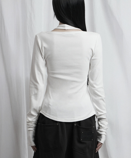 Halter Neck Slim Cardigan (Ivory)