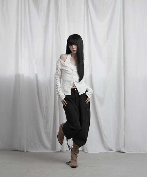 Halter Neck Slim Cardigan (Ivory)