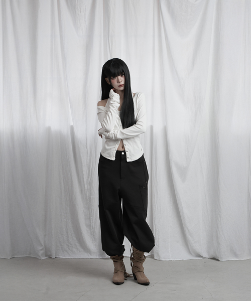 Halter Neck Slim Cardigan (Ivory)