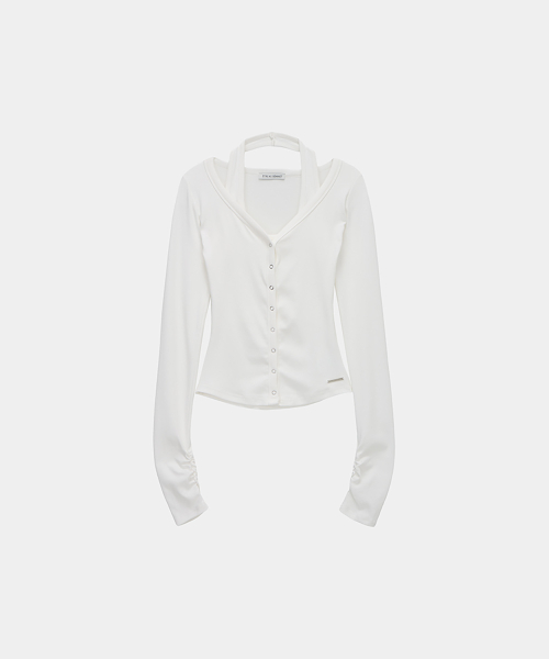 Halter Neck Slim Cardigan (Ivory)