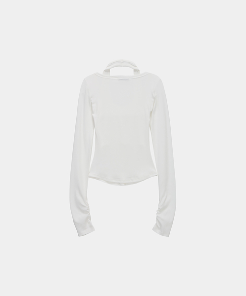 Halter Neck Slim Cardigan (Ivory)
