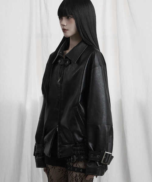 Cross Lace Leather Jumper (Black)
