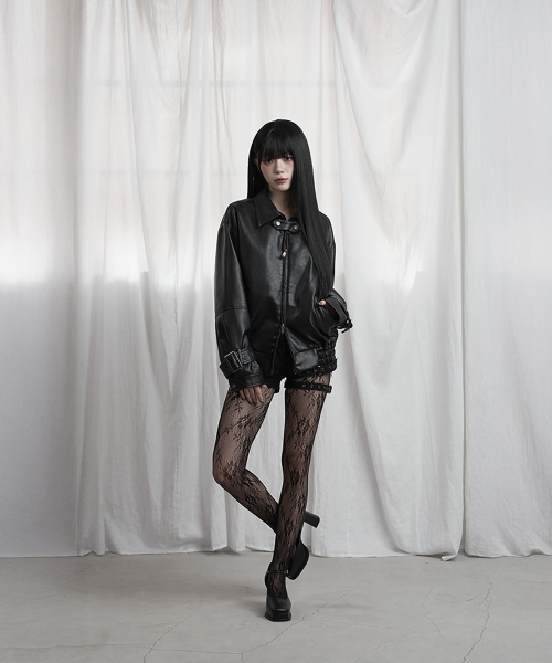 Cross Lace Leather Jumper (Black)