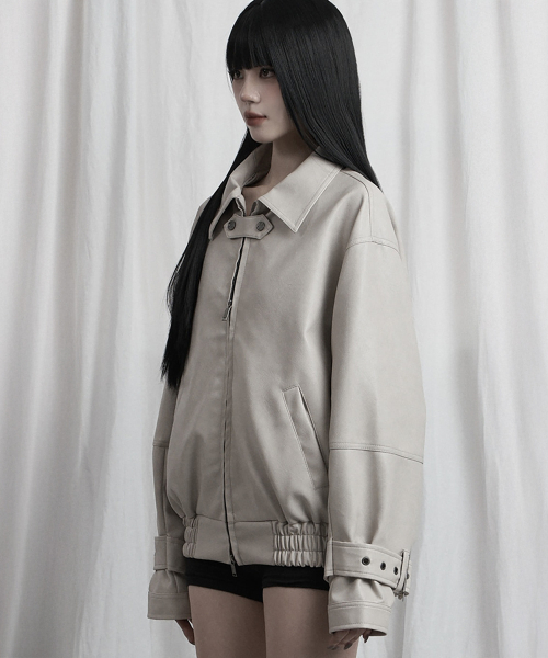 Cross Lace Leather Jumper (Beige)
