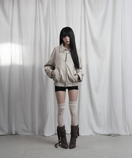 Cross Lace Leather Jumper (Beige)