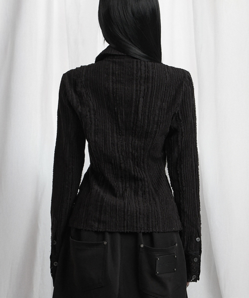 Lace Panel Slim Shirt (black)