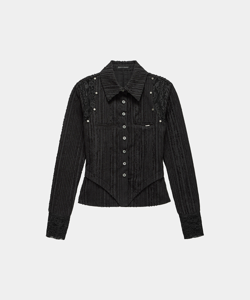 Lace Panel Slim Shirt (black)