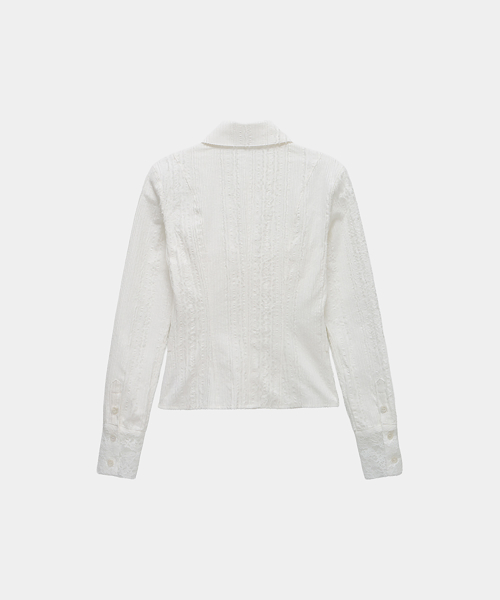 Lace Panel Slim Shirt (White)