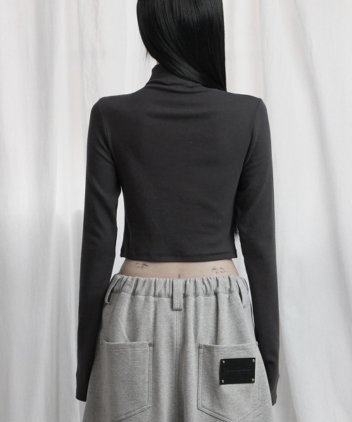 Snap Front Crop Top (Charcoal)