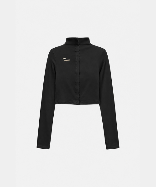 Snap Front Crop Top (Black)