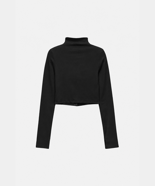 Snap Front Crop Top (Black)