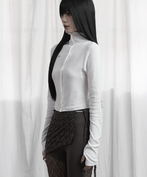 Snap Front Crop Top (White)