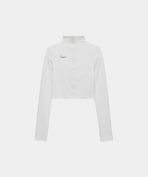 Snap Front Crop Top (White)