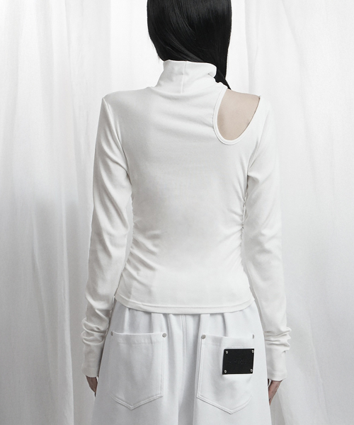 High Neck Shoulder Cut-Out Top (Ivory)