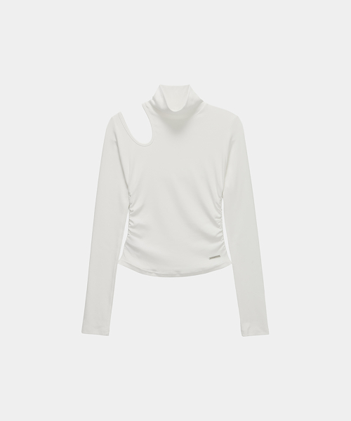 High Neck Shoulder Cut-Out Top (Ivory)