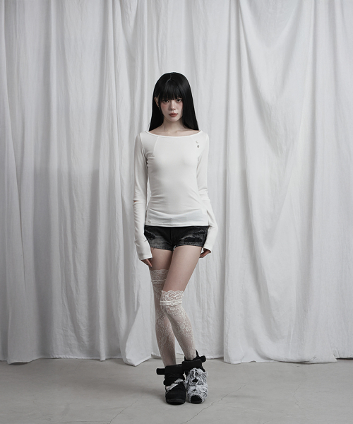 Back Lace Slit Sleeve top (Ivory)