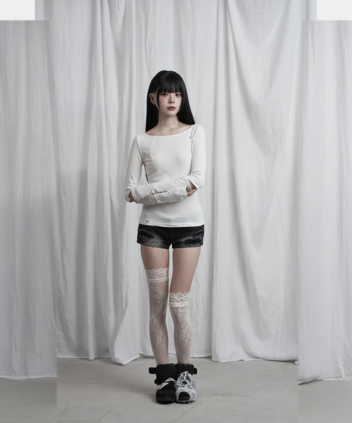 Back Lace Slit Sleeve top (Ivory)