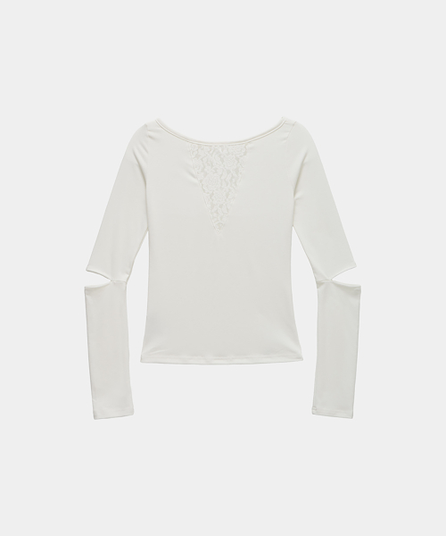 Back Lace Slit Sleeve top (Ivory)