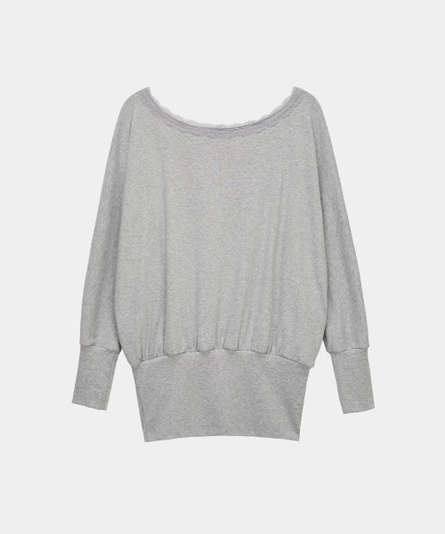 Lace Drape Off-Shoulder Top (Gray)