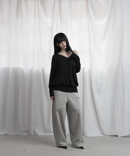 Lace Drape Off-Shoulder Top (Black)
