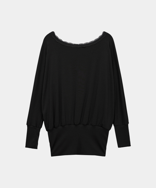 Lace Drape Off-Shoulder Top (Black)