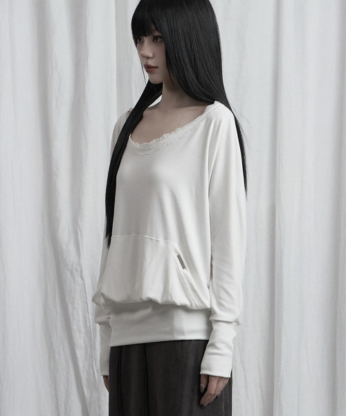 Lace Drape Off-Shoulder Top (White)