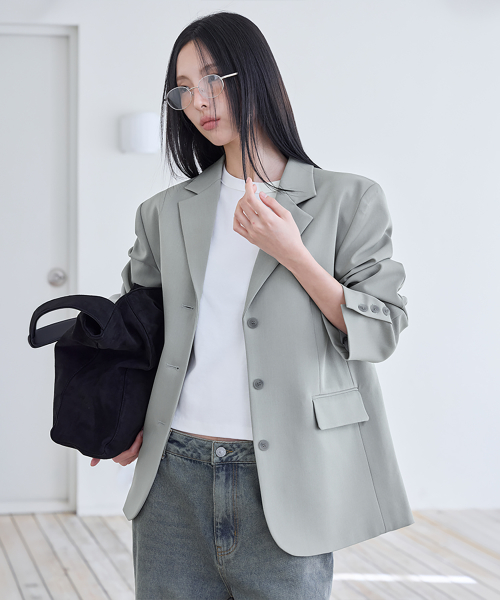 Belted Tailored Jacket, FOG GREY