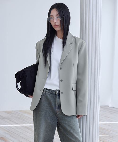 Belted Tailored Jacket, FOG GREY