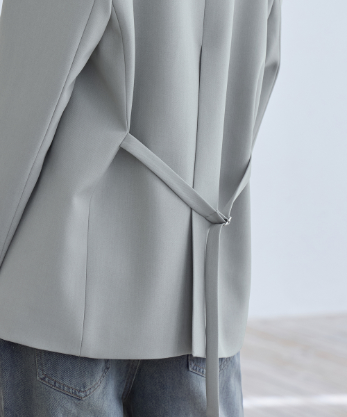 Belted Tailored Jacket, FOG GREY