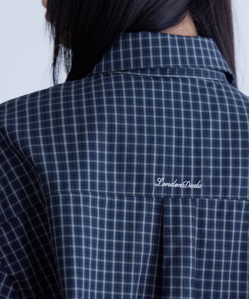 Oversized LDD Checked Shirt, NAVY