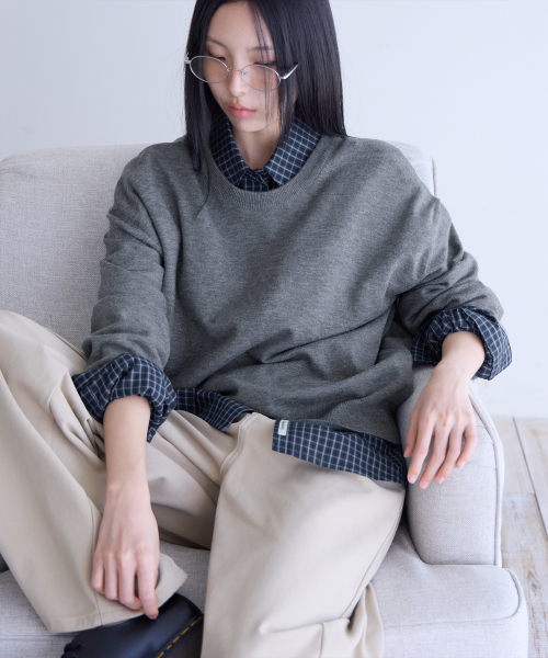 Oversized LDD Checked Shirt, NAVY