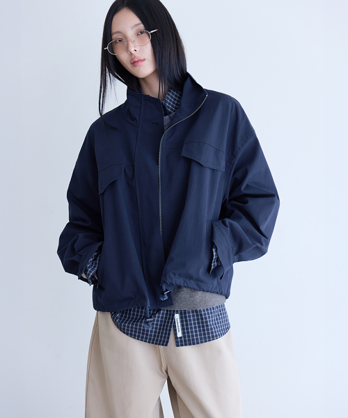 Oversized LDD Checked Shirt, NAVY