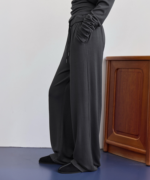 [SET-UP] Relaxed Wide Banding Pants, CHARCOAL