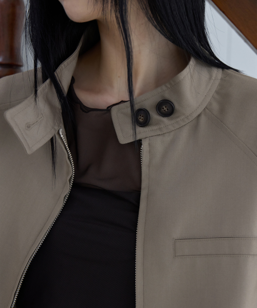 [SET-UP] Urban Half-Neck Harrington Jumper, TAUPE