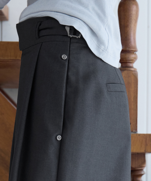 [SET-UP] Urban Semi-Wide Wrap Belt Slacks, CHARCOAL