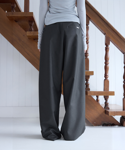 [SET-UP] Urban Semi-Wide Wrap Belt Slacks, CHARCOAL