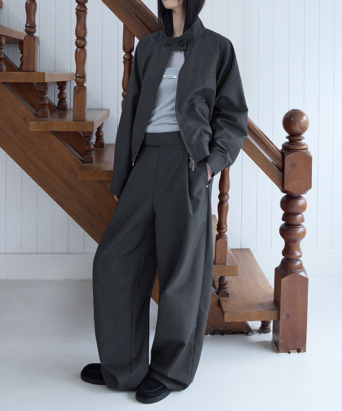 [SET-UP] Urban Semi-Wide Wrap Belt Slacks, CHARCOAL